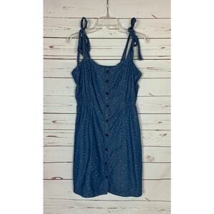 Madewell Women's Size 6 Blue Star Denim Button Sleeveless Cute Tie Dress